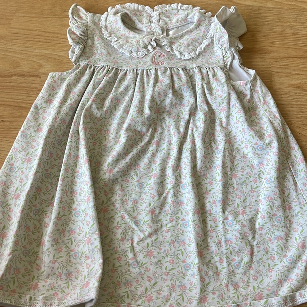 Cecil and Lou Girls 4T White Floral Dress with monogram C
